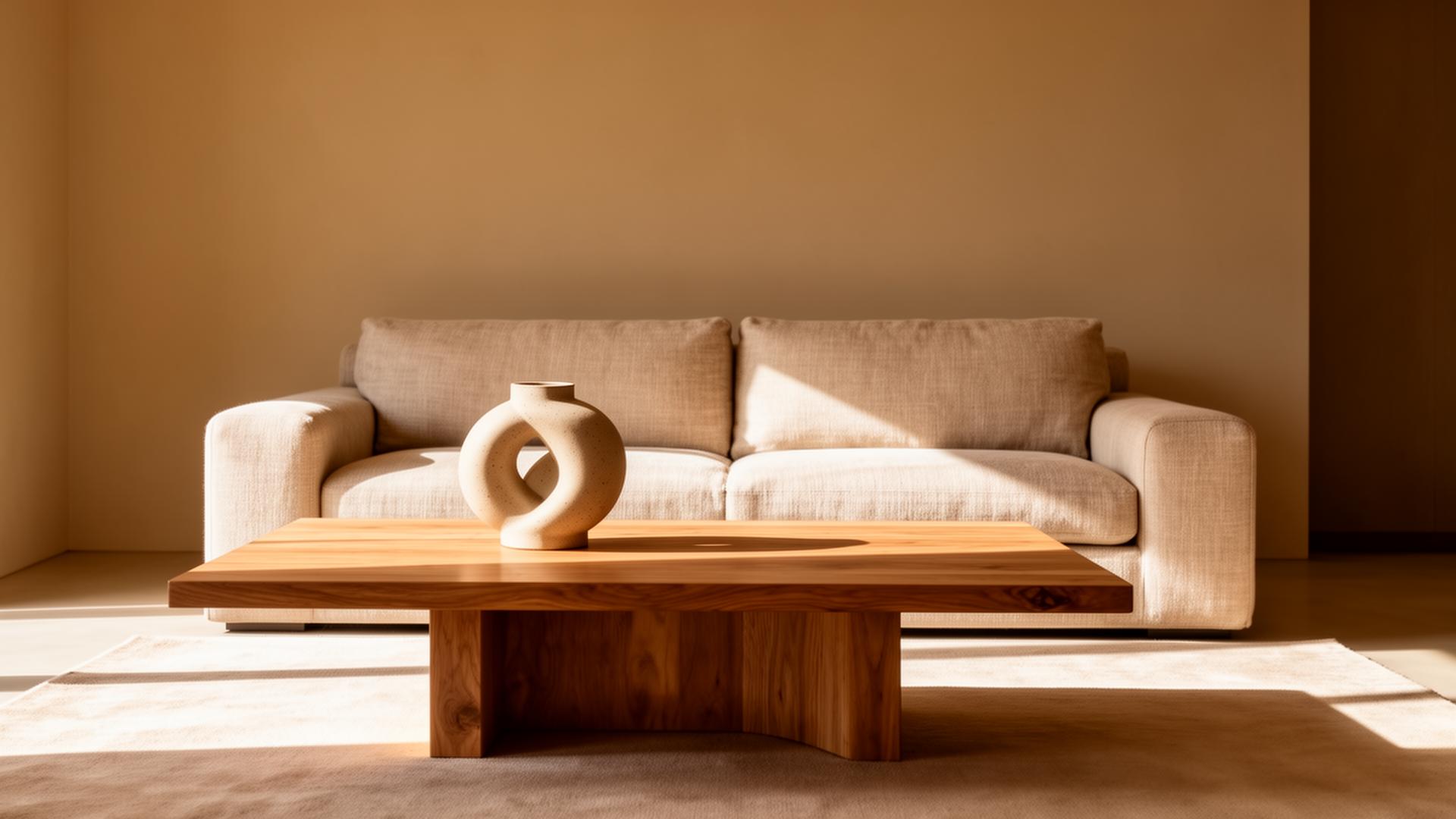 Living escandinavo con sofá de lino y mesa de roble